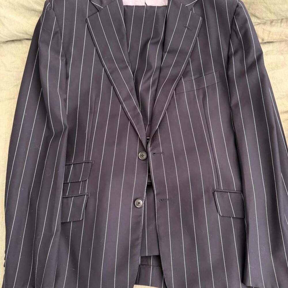 Patrick Hellmann Pinstripe Suit Set Tailor Made in Italy Size 52
